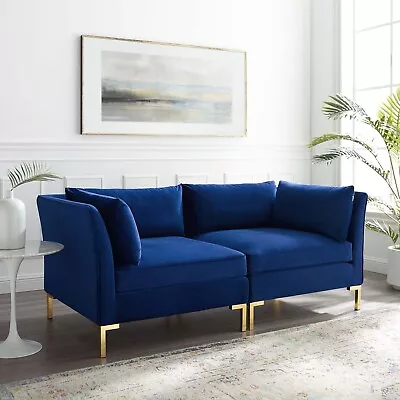 Modway Ardent Performance Velvet Loveseat In Navy • $924.68