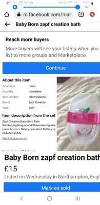 Zapf Creation Baby Born Bath BathtubLightingsound • £3.50