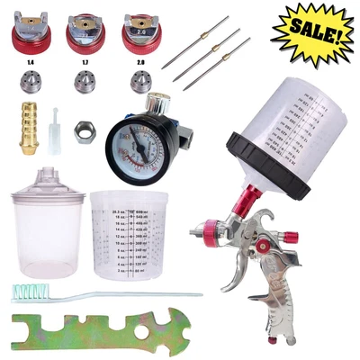$38.79 • Buy HVLP Auto Paint Air Spray Gun Gravity Feed Car Primer 1.4MM~2.0MM Nozzle Kit