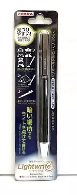 Zebra Lightwrite α 0.7mm Black Ball Point Pen With White LED / P-BA96-BK • $13.39