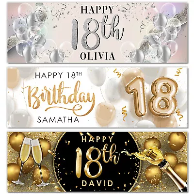 Personalised 18TH Happy Birthday Banner Party Supplies Decorations Banners • £24.99