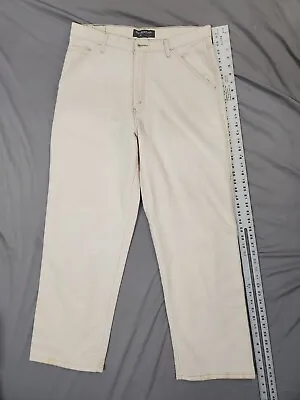 Vintage Levi’s Silvertab Natural White Denim Carpenter Jeans 34x32 Stains • $50