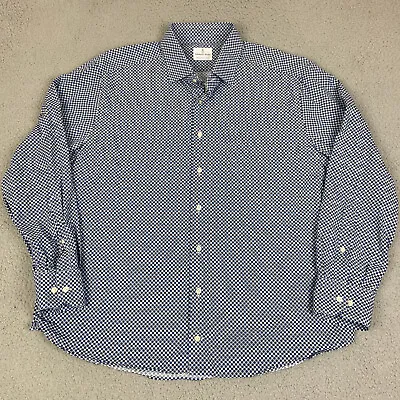 Emanuel Berg Shirt Mens XXL Blue Polka Dot Modern Fit Preppy Button Up • $23.24