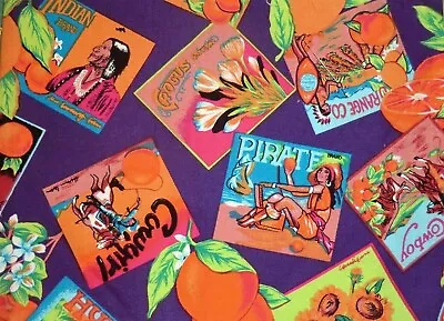 Orange Crate Labels 8  X 12  Pirate Indian Crocus Cotton Quilting Patchwork  • £1.45