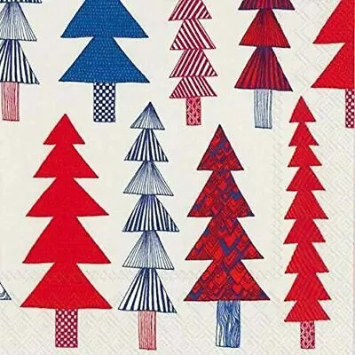 £4.99 • Buy Marimekko KUUSIKOSSA Red Fir Trees Christmas Paper Lunch Napkins 3 Ply 33cm Sq