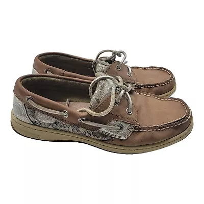 Sperry Shoes Womens Size 8M Bluefish Leopard Print Sequin Boat 9174624 • $18.19