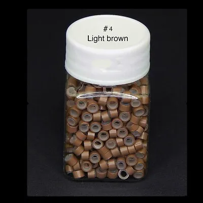 500-5000pcs 5x3x3mm Silicone Lined Micro Link Ring Beads Extension Light Brown • $7.99