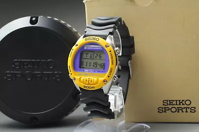 Boxed◆ Vintage Seiko M705-5A0A Scuba Master Yellow 200mm Men's QZ Watch JAPAN • $508.61
