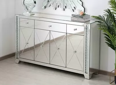 Mirrored Dresser Embedded Crystal Dining Living Room Bedroom Foyer Cabinet 60  • $2018.21