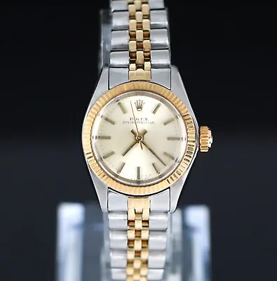 Vintage 14K Gold Rolex Oyster Perpetual 25mm Champagne Dial Jubilee Watch 6719 • $3000