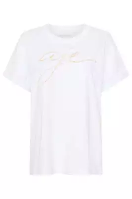 Women's New Arrivals Aje Claudel Embroidered Tee Shirt Relaxed Tops White/Ecru • $81.99