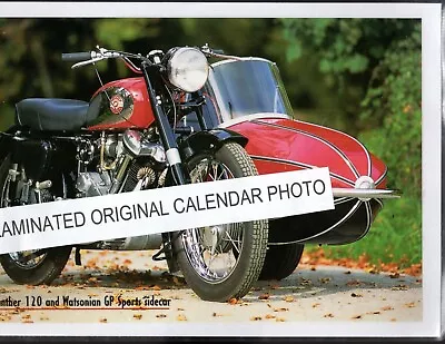 Panther 120 And Watsonian GP Sports Sidecar LAMINATED ORIGINAL CALENDAR PICTURE • $14.95