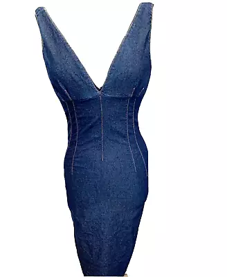 Dolce And Gabbana D&G Denim Plunge Deep V Bustier Corset Dress IT42UK10US6EU36 • $126.33