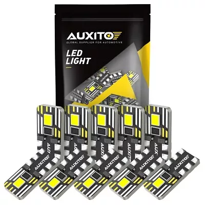Auxito T10 168 194 LED License Plate Light Bulb Interior Bulbs White 6500K 10PCS • $11.59