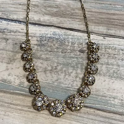 J.Crew Jcrew 18  Flowers Clear Crystals Gold Tone Chain Necklace • $19