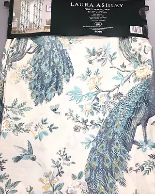 Laura Ashley Belvedere Peacock Window Curtain 2-Panel Set Blue Turquoise 38 X84  • $65.69