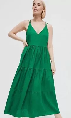 Witchery Green Maxi Dress Size 12 Linen • $26