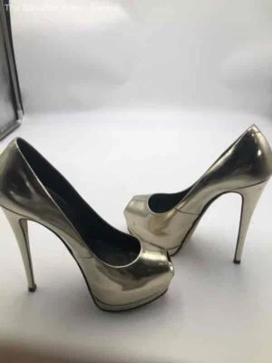 $13.50 • Buy Giuseppe Zanotti Womens Sharon Gold Leather Peep-Toe Platform Heels EU 37 COA