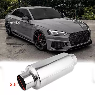 2.5  In/Out Performance Exhaust Muffler Resonator SS 12 L For Audi A4 A5 A6 A7 • $55.11