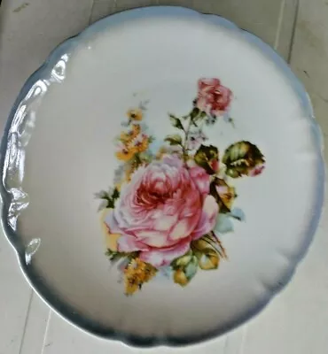 Dessert PLATE Pink Cabbage Rose Blue Edge Porcelain Germany Up To 5 Available • $4.99