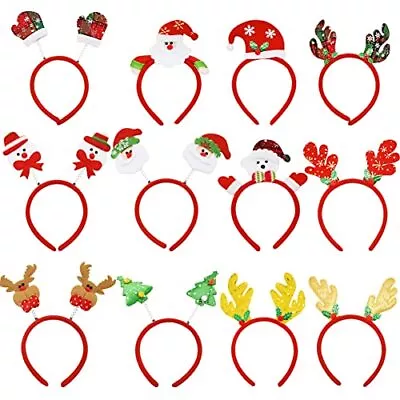 12 Pcs Christmas Headbands Party Favors Head Hat Toppers For Holiday Christmas • $27.93