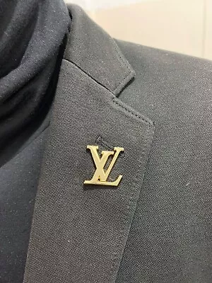 Vintage Sized Louis Vuitton LV Brooch Lapel Pin - Gold • $45.98