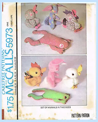 McCall 5973 Vintage Sewing Pattern Stuffed Animals  Factory Folded UNCUT • $16.99