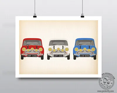 ITALIAN JOB CARS - Minimalist Movie Poster Minimal Mini Cooper Print Posteritty • £4.50