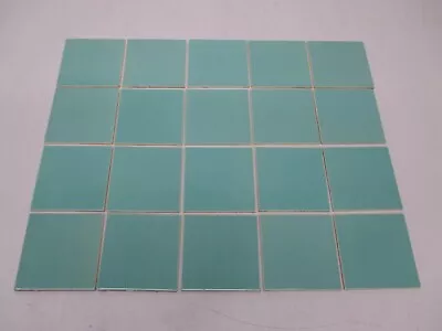 20 Vtg Used Ceramic Tile Aqua Blue 6  Square Tiles Villeroy&Boch Kitchen Bath • $59.95