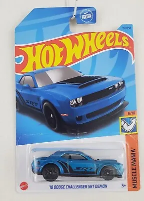 Hot Wheels '18 Dodge Challenger SRT Demon Muscle Mania Blue NOC  • $3.99