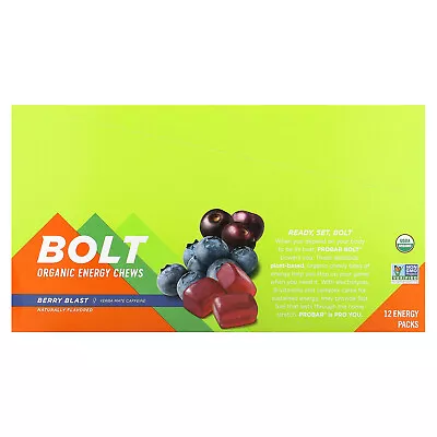 Bolt Organic Energy Chews Berry Blast 12 Packs 2.1 Oz (60 G) Each • $30.44