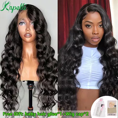 Indian Human Hair Lace Front Wigs Loose Deep 13x4 Lace Frontal Wig Glueless Wigs • $154.67