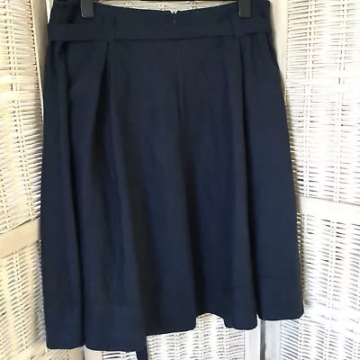 Laura Ashley Navy 100% Linen Skirt 16 • £5.75