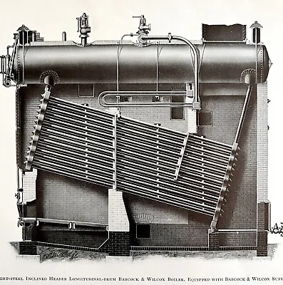 Steel Inclined Header Babcock Wilcox Boiler 1923 Steam Industrial DWZ5A • $11.25