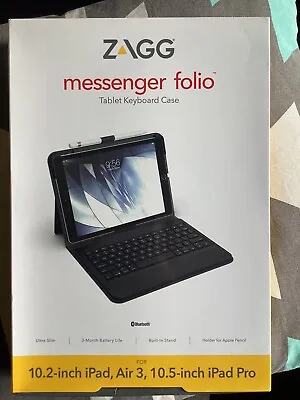 $65 • Buy Zagg Messenger Protective Folio Case/Cover W/Keyboard For IPad 10.2 7th Gen BLK