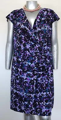 WOMAN AA Studio AA PULLOVER DRESS Size 20W Faux Wrap Stretch Short Sleeve V~Neck • $22.99