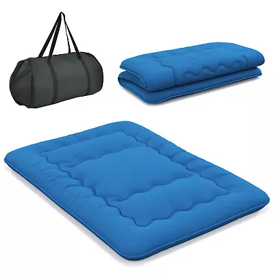 Full Futon Mattress Japanese Floor Sleeping Pad Washable Cover Carry Bag Blue • $79.99