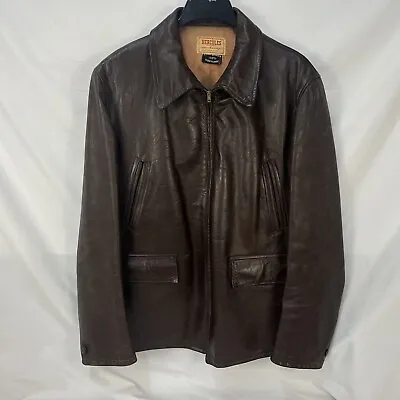 Vintage 50s Hercules Sears Roebuck Brown Horsehide Leather Jacket Size 44 • $499.99