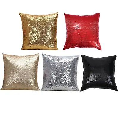 £4.89 • Buy Glitter Sequins 40x40 Pillow Case, Luxury Decorative Zipper Cushion Cover 