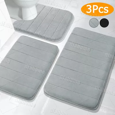 Memory Foam 3PCS Bathroom Rug Absorbent Bath Mat Set Small Large And Contour Rug • $19.99