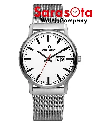 Danish Design IQ62Q974 White Dial Big Date Titanium Quartz Sapphire Men's Watch • $145