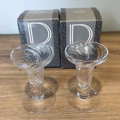 Two Dartington English Handmade Clear Crystal Bud Vases Boxed 11.5cm (91) #919 • $9.99