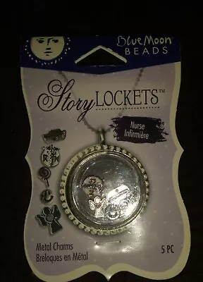 Blue Moon Beads Story Lockets Metal Charms - RN Nurse -  Set Of 5 Pieces - NEW! • $5