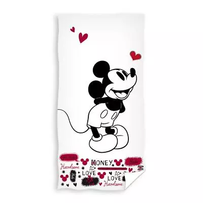 Mickey Mouse Love Towel Pool Beach Bath Cotton Soft Velour Feel Official Disney • £14.89