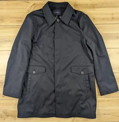 Banana Republic Mack Coat Mens Size XL Black Button Up Trench Style Lined Rain • $44.95