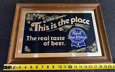 Vintage Pabst Blue Ribbon This Is The Place The Real Taste Of Beer Mirror Sign • $65