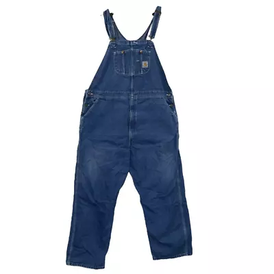 Carhartt Size 50 X 30 Washed Denim Bib Overalls Coveralls Unlined Darkstone Blue • $40