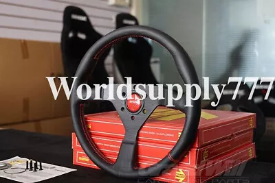 MOMO MonteCarlo 350mm 14' Genuine Leather Thickened Spoke Sport Steering Wheel • $89.80