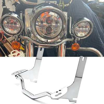 $59.99 • Buy Chrome Spot Passing Light Auxiliary Lamp Bar Mount Bracket For Harley Road King