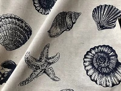 Ocean Beach Shell Cotton Linen Blend Fabric Natural Material Curtains 60  Wide • £9.99